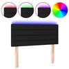 vidaXL Cabeceira de cama c/ luzes LED tecido 90x5x78/88 cm preto