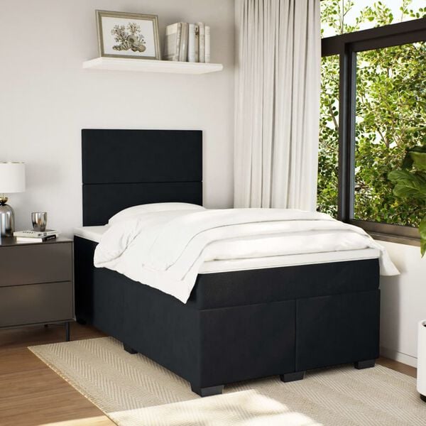 vidaXL Cama boxspring com colch&atilde;o 120x190 cm veludo preto