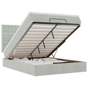 vidaXL Estrutura de cama otomana com colch&otilde;es 140x190cm cinzento claro