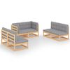 vidaXL 6 pcs conjunto lounge de jardim com almofad&otilde;es pinho maci&ccedil;o