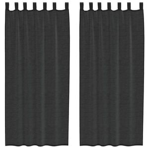 vidaXL Cortinas de voile com aba 2 pcs preto