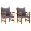 vidaXL Cadeiras de jardim c/ almofad&otilde;es 2 pcs madeira ac&aacute;cia maci&ccedil;a
