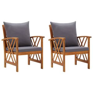 vidaXL Cadeiras de jardim c/ almofad&otilde;es 2 pcs madeira ac&aacute;cia maci&ccedil;a