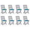 vidaXL Cadeiras de exterior dobr&aacute;veis 8pcs c/ almofad&otilde;es ac&aacute;cia maci&ccedil;a