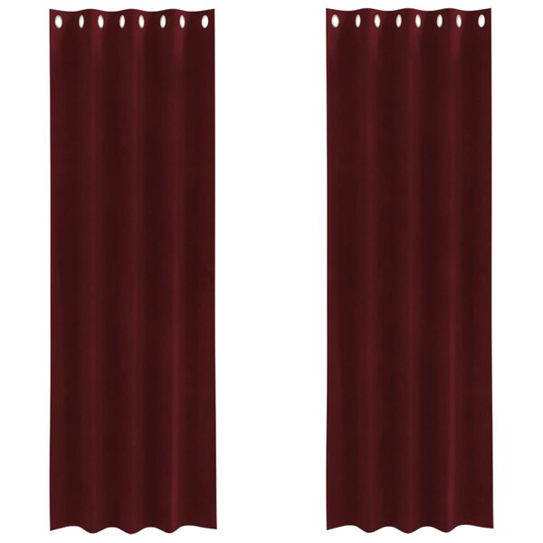 vidaXL Cortinas opacas 2 pcs Vinho Vermelho 140 x 260 cm Veludo