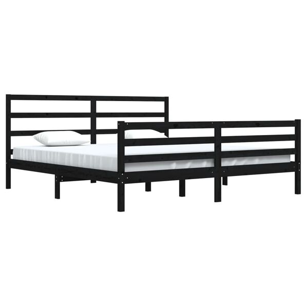 vidaXL Estrutura de cama 200x200 cm pinho maci&ccedil;o preto