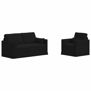 vidaXL Conjunto de Sof&aacute;s 2 unid. Preto tecido