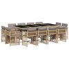 vidaXL 13 pcs conj. jantar jardim c/ almofad&otilde;es vime PE bege misturado