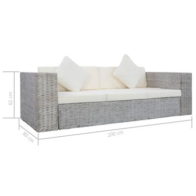 vidaXL 2 pcs conjunto de sofás com almofadões vime natural cinzento