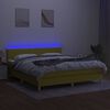 vidaXL Cama box spring c/ colch&atilde;o e LED 180x200 cm tecido verde