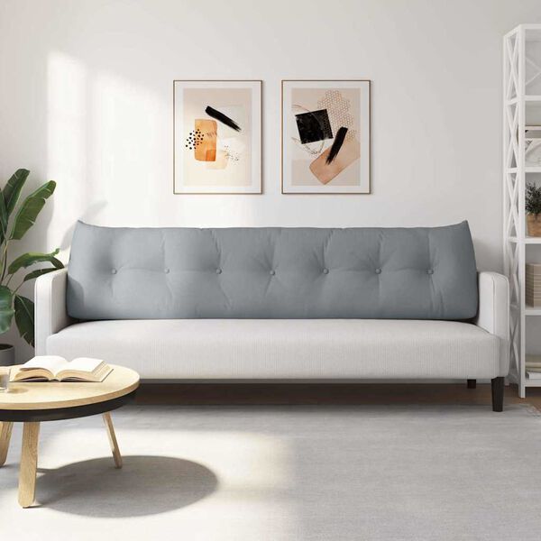 vidaXL Travesseiro para Costas Cinzento-claro 200 x 24 x 50 cm tecido