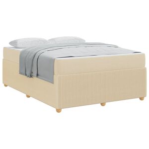 vidaXL Estrutura da Cama com colch&atilde;o Creme 140 x 200 cm tecido