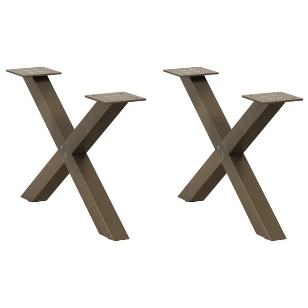 vidaXL P&eacute;s para mesa de centro em formato de X, 2 pe&ccedil;as, a&ccedil;o natural, 60x(30-31) cm, a&ccedil;o