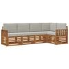 vidaXL Conjunto de Sof&aacute;s para Exterior 5 unid. Cinza Natural e Claro