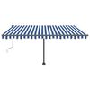 vidaXL Toldo retrátil manual com LED 400x300 cm azul e branco