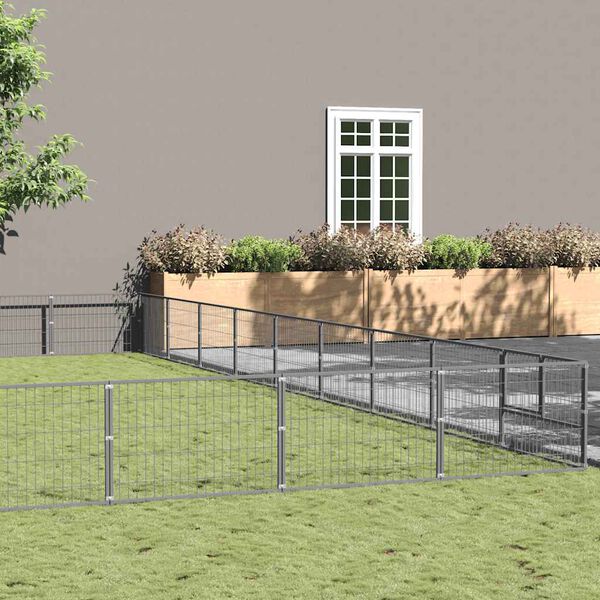 vidaXL Canil para c&atilde;es 81 m&sup2; a&ccedil;o prateado