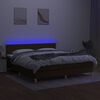 vidaXL Cama box spring c/ colch&atilde;o/LED 180x200cm tecido castanho-escuro