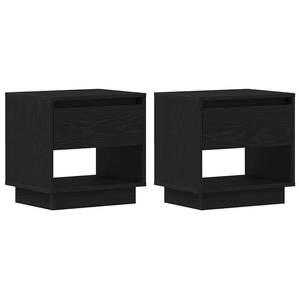 vidaXL Criado-mudo com gaveta 2 pcs Carvalho Preto 45 x 34 x 44 cm