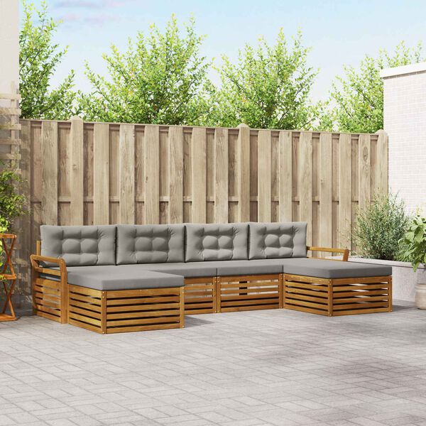 vidaXL Conjuntos de sof&aacute;s com almofada 6 pcs Cinza Natural e Claro