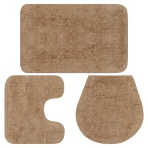 vidaXL Conjunto tapetes de casa de banho 3 pcs tecido bege