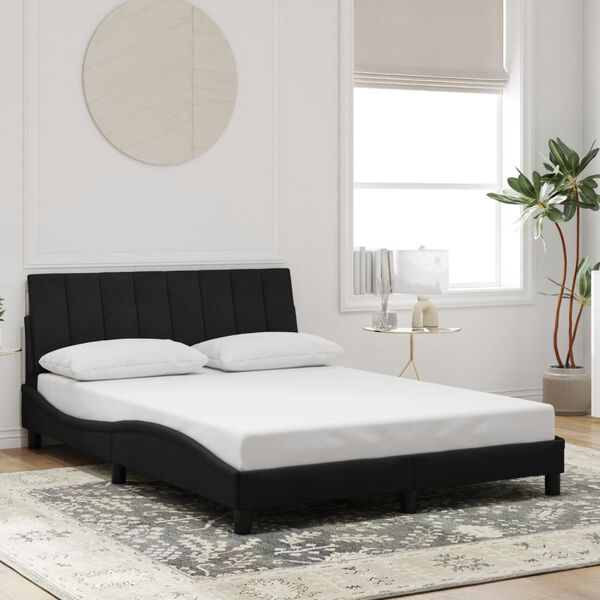 vidaXL Estrutura de cama sem colch&atilde;o Hanko 140x200 cm veludo preto