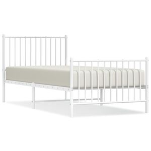 vidaXL Estrutura de cama com cabeceira e p&eacute;s 90x200 cm metal branco