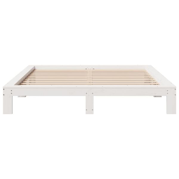 vidaXL Cama sem colch&atilde;o 200x200 cm madeira de pinho maci&ccedil;a branco