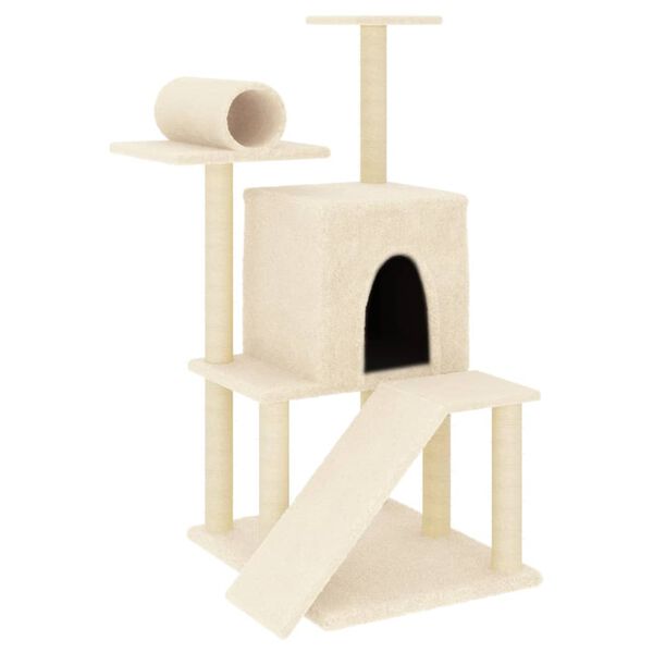 vidaXL &Aacute;rvore para gatos c/ postes arranhadores sisal 110,5 cm creme
