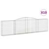 vidaXL Cestos gabi&atilde;o arqueados 10 pcs 400x30x100/120 ferro galvanizado