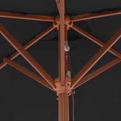 vidaXL Guarda-sol de exterior c/ mastro de madeira 150x200 cm preto