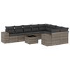 vidaXL 10 pcs conjunto sof&aacute;s de jardim c/ almofad&otilde;es vime PE cinzento