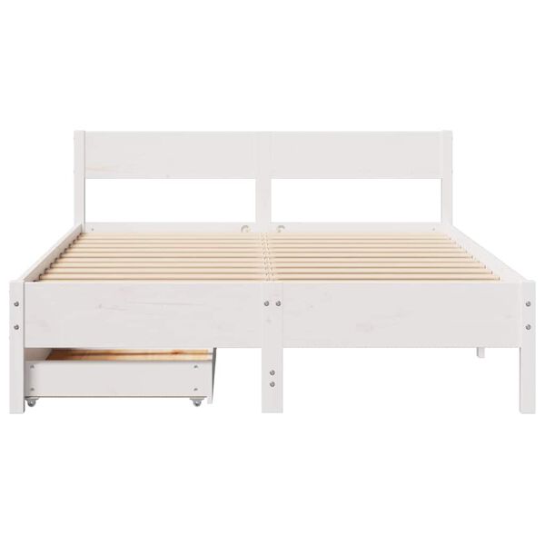 vidaXL Cama sem colch&atilde;o 135x190 cm madeira de pinho maci&ccedil;a branco