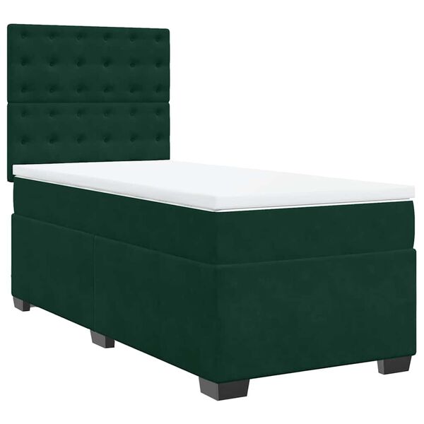 vidaXL Cama com molas/colch&atilde;o 90x200 cm veludo verde-escuro