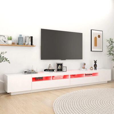 vidaXL Móvel de TV com luzes LED 300x35x40 cm branco