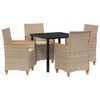 vidaXL Conjunto de Jantar para Jardim 5 unid. Bege vime PE