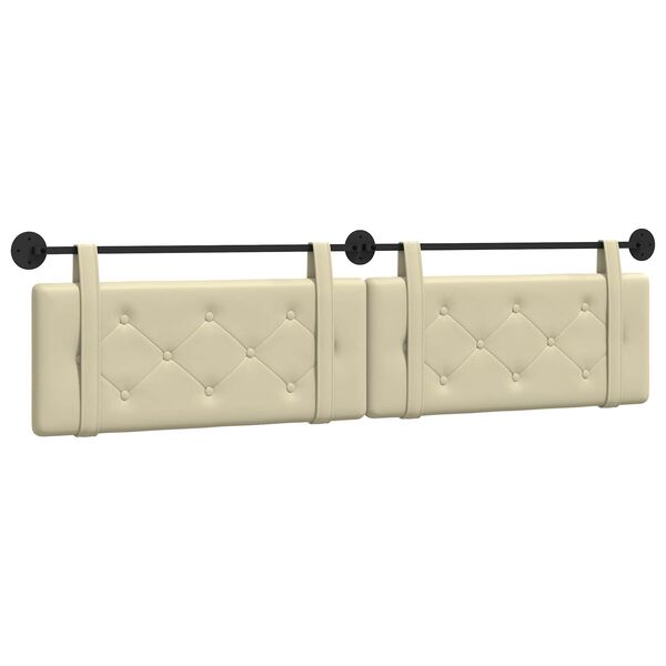 vidaXL Cabeceira Suspensa Creme 210 x 55 x 5 cm Couro Sint&eacute;tico
