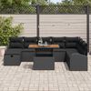 vidaXL Conjunto de Sof&aacute; de Jardim com almofada 9 pcs Preto vime PE
