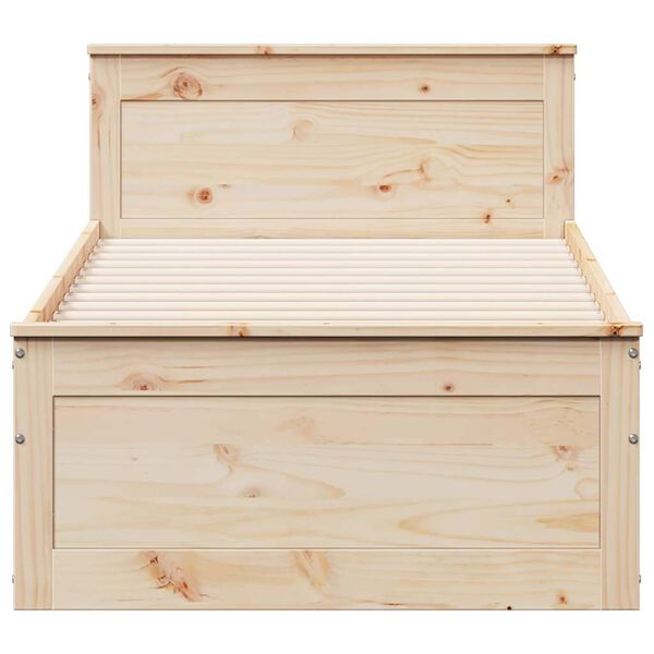 vidaXL Estrutura de cama s/ colchão e c/ cabeceira pinho maciço