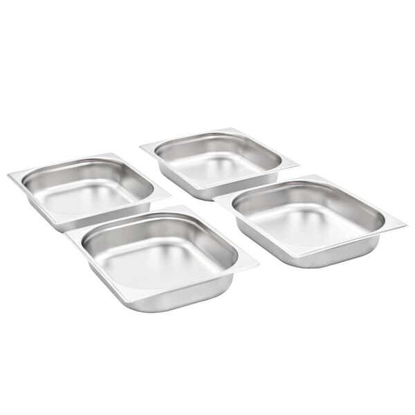 vidaXL Recipientes gastronorm 4 pcs GN 1/2 65 mm aço inoxidável