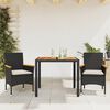 vidaXL 3 pcs conjunto jantar jardim c/ almofad&otilde;es vime PE/ac&aacute;cia preto
