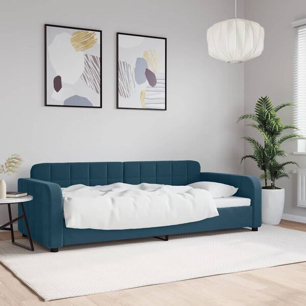 vidaXL Sof&aacute;-cama 90x200 cm veludo azul
