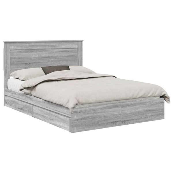 vidaXL Cama com Armazenamento com cabeceira Cinza Sonoma 140 x 200 cm