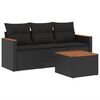 vidaXL 4 pcs conjunto de sof&aacute;s para jardim c/ almofad&otilde;es vime PE preto