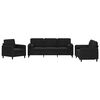 vidaXL 3 pcs conjunto de sof&aacute;s com almofadas veludo preto