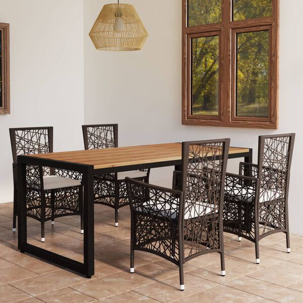 vidaXL 5 pcs conjunto de jantar para jardim castanho