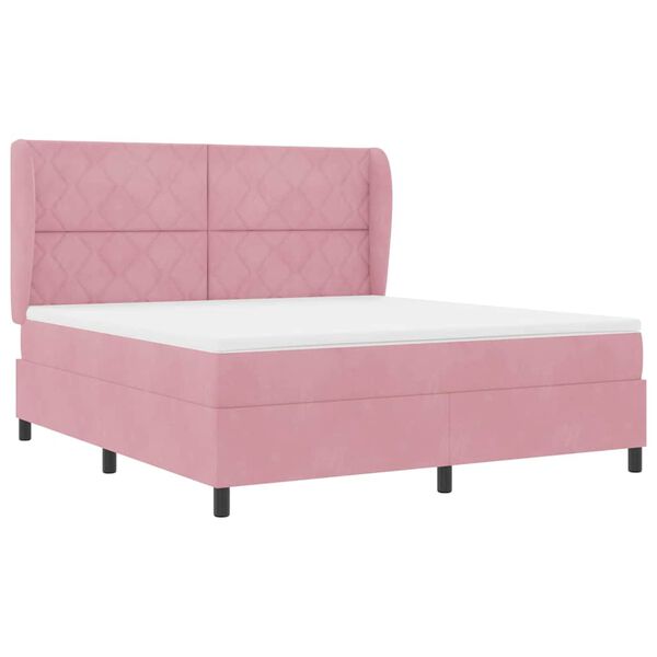 vidaXL Cama Box com colch&atilde;o com cabeceira Rosa 200 x 180 cm Poli&eacute;ster