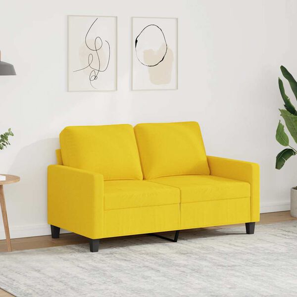 vidaXL Sof&aacute; de 2 lugares 120 cm tecido amarelo-claro