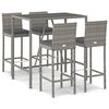 vidaXL 5 pcs conjunto de bar p/ jardim c/ almofad&otilde;es vime PE cinzento