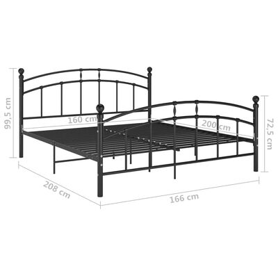 vidaXL Estrutura de cama em metal 160x200 cm preto