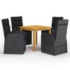 vidaXL 5 pcs conjunto de jantar para jardim preto